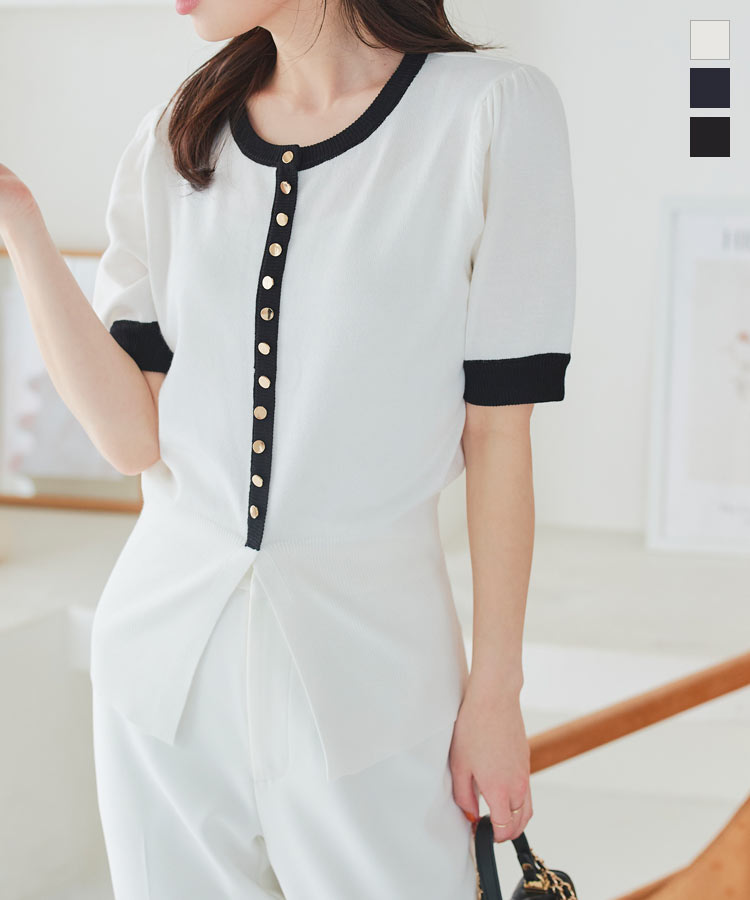 楽天市場】フレアスリーブ モックネック リブニット トップス