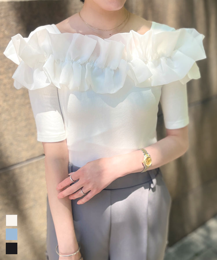 clear≪WEB先行販売/SS新作≫フリルオフショルブラウス[CL9125