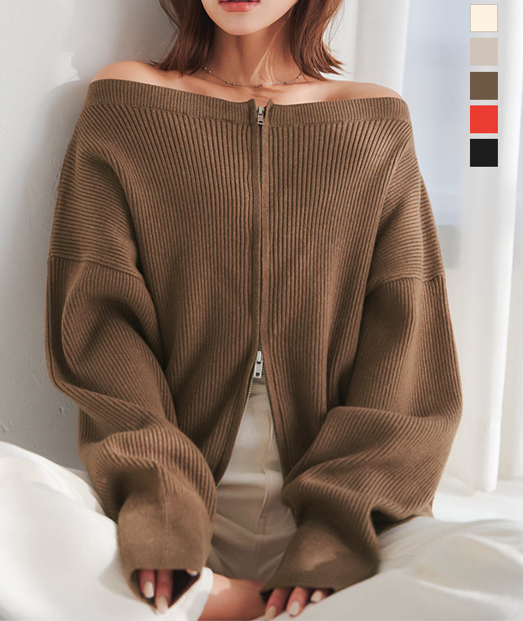 楽天市場】ミックス シャギー フェザー オフショル ニット トップス