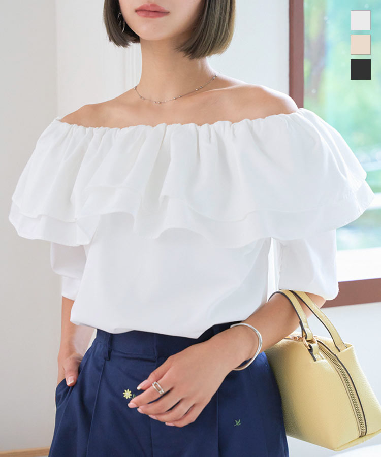 ブラウス シャツ レースクロップドシャツ(半袖) レディース N.Natural Beauty Basic ブラウス シャツ クロップドレース