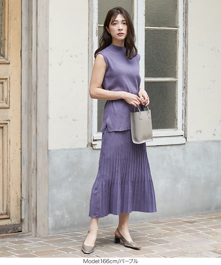 楽天市場 2点セット ノースリーブニット フレアスカートセットアップ E2529 入荷済 レディース ウエストゴム ロング 大人 上品 黒 秋 セットアップ ニット ノースリーブ プリーツスカート 無地 上品 おしゃれ きれいめ リブニット スリット 母の日 花以外 神戸