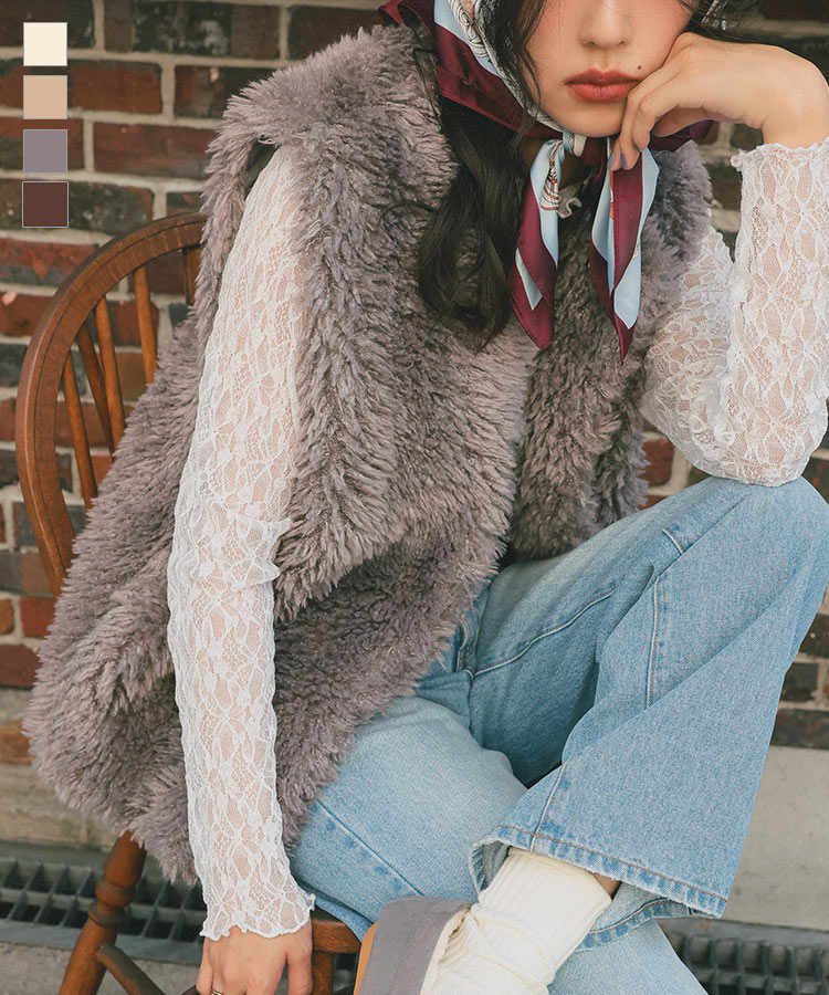 楽天市場】フェイクファー ロングベスト レディース ベスト