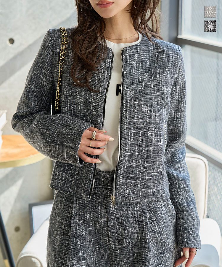 楽天市場】 ツイード ジャケット レディース アウター フリンジ