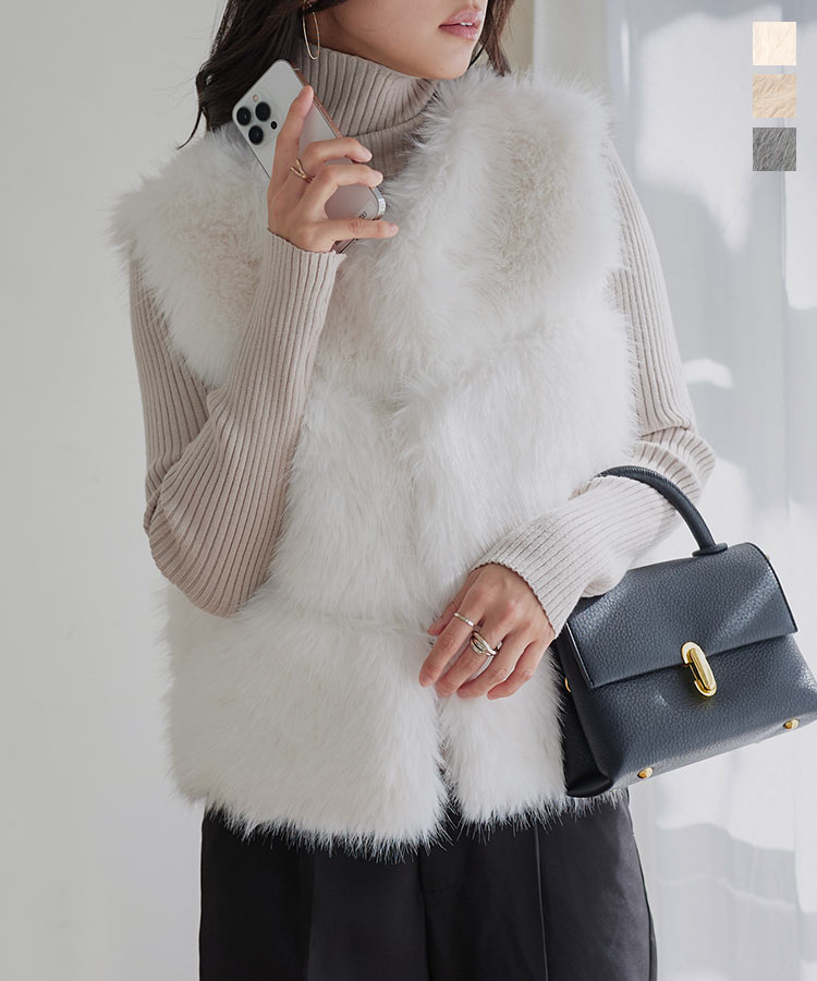 楽天市場】 ボリュームフェイクファーVネックジレベスト [K1222
