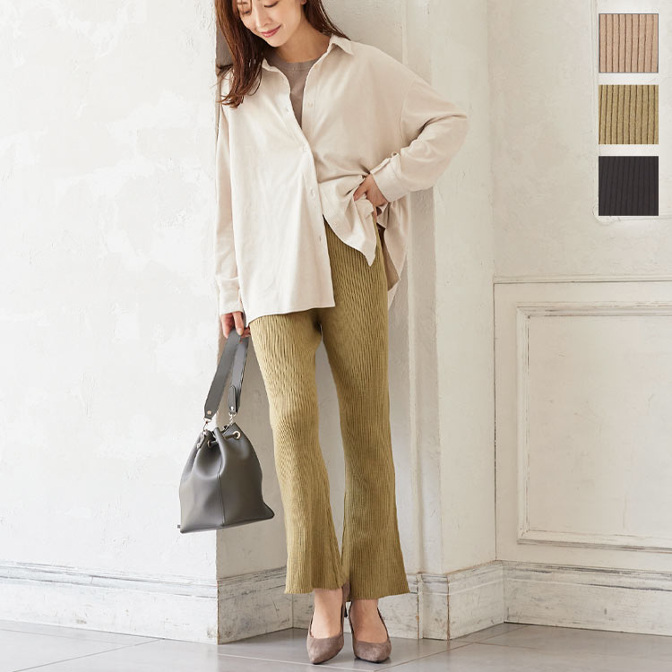 楽天市場】フレアニットパンツ [M3140] レディース パンツ ボトムス