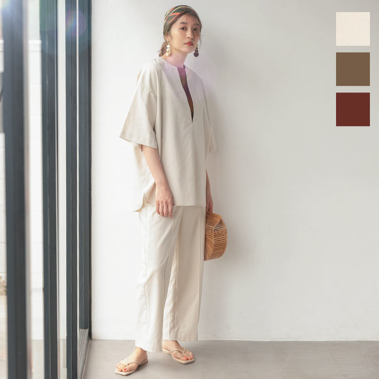 極美品⁂センソユニコ⁂メフウ　切り替えチュニック　モックネック　リネン混　L 極美品⁂センソユニコ⁂メフウ 切り替えチュニック モックネック