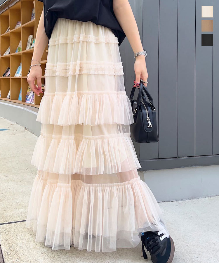 アパルトモン　Lisiere チュールスカート　ペチコート付　フレア　ナイロン アパルトモン Lisiere チュールスカート ペチコート付 フレア