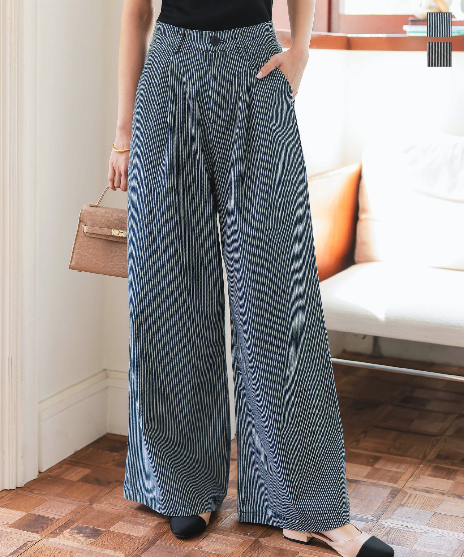 楽天市場】ハイウエストユニークデニムワイドパンツ [M3458