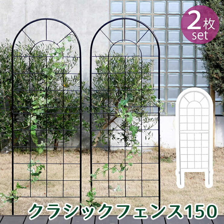 【ポイント8倍!今晩20時開始】柵 おしゃれ クラシックフェンス150 ロータイプ 2枚組 モダン モノトーン 通気性 採光性 耐久性 ガーデニング 北欧風 ナチュラル 朝顔 薔薇 アンティーク風 上品