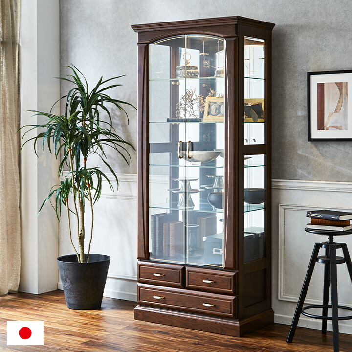 【7%OFFクーポン配布中】【搬入・組立設置付き/完成品】コレクションケース コレクションラック コレクションボード 幅80cm LEDライト 日本製 ハイタイプ 大型 ディスプレイラック ガラスケース お酒 スニーカー おもちゃ おしゃれ Burbon(バーボン)