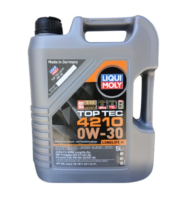 LIQUI MOLY (リキモリ) 21605 トップテック4210 0W30 5L ガソリン・ディーゼル兼用 輸入車向け アプルーバルオイル Longlife04 MB229.51 MB229.52 VW504 00 VW507 00 C30 (TopTec4210)｜はっとぱーつ