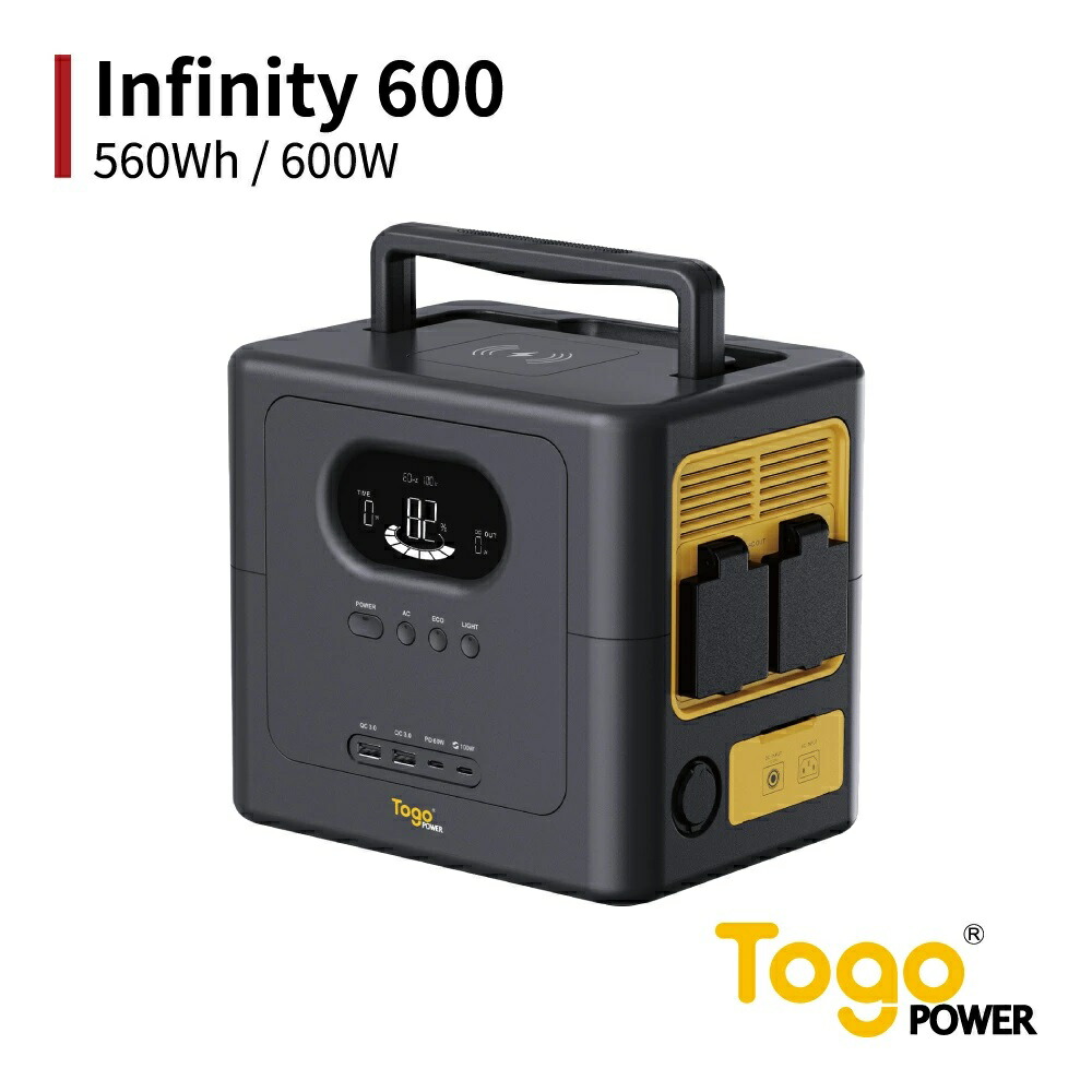 【貨物輸送無料】Togo POWER INFINITY600【0429】携帯型ワット数 リン酸鉄 リチウムイオン 防災とき勧める アウトドア 難民キャンプ 不仕合わせ打つ手 停電 かっこ良い電話機 大電気容量 AC DC USB-A USB-C PD 100W LED 通行手形スルー パウダーコンパクト 年長命コンピューケース