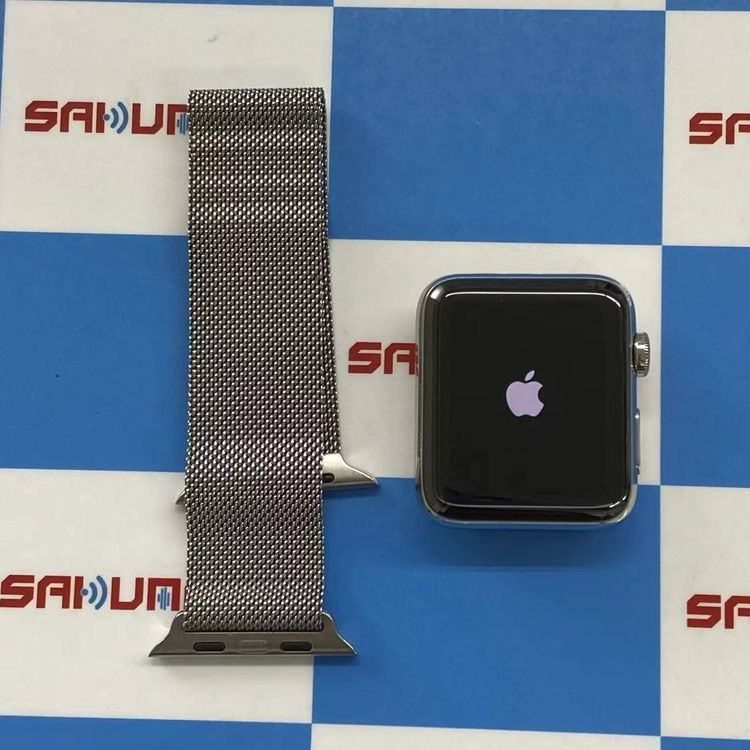 【中古】Apple Watch Series3 42粍 GPS+Cellularひな形 16GB しろがね色