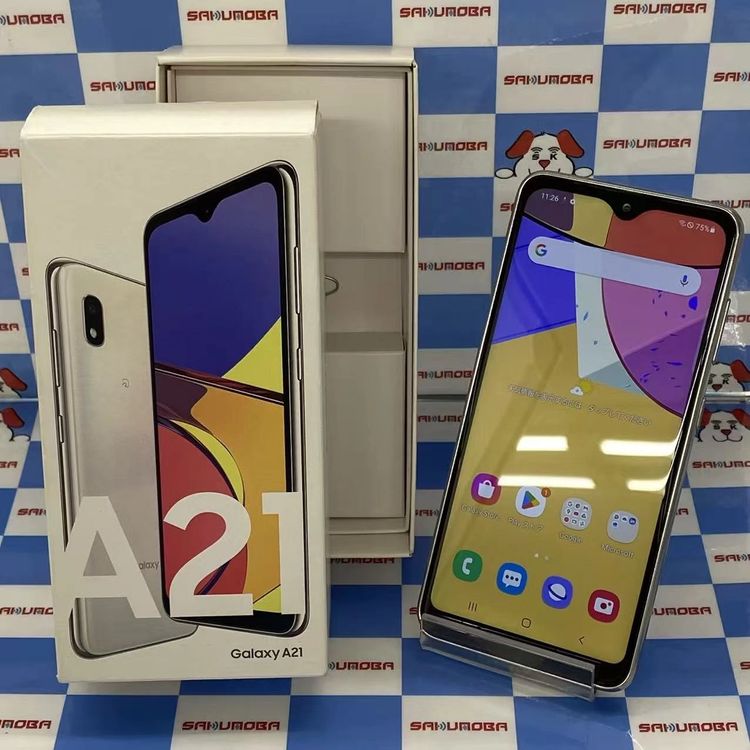 【中古】即日送りとどける可Galaxy A21 64GB 白いこと SCV49 金版SIM無償性