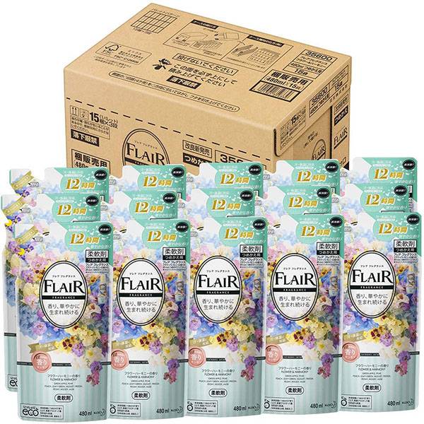 フレアフレグランス 柔軟剤 フラワー ハーモニーの香り 詰め替え 480ml 15個 外装箱シール がし跡 破損あり Rvcconst Com