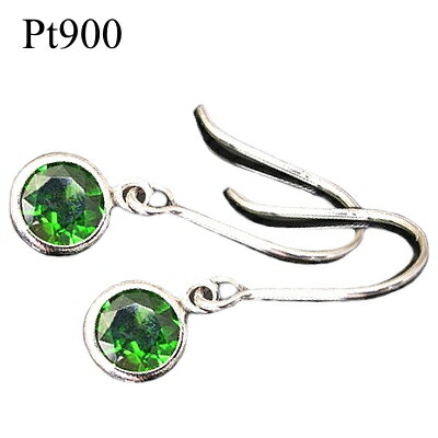 【送料無料】プラチナ Pt900 ダイオプサイト ピアス 4mm ヨーロピアンタイプ
