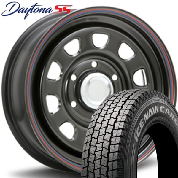 ★期間限定スタッドレス★ MLJ DAYTONA SS（デイトナ SS）15ｘ6.5 ＋40 6H/139.7 ブラック/赤青ライン ｘ４本 ※2024年製 アイスナビカーゴ 195/80R15｜MB Car-Parts