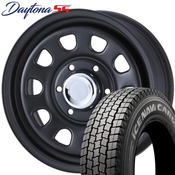 ★期間限定スタッドレス★ MLJ DAYTONA SS（デイトナ SS）15ｘ6.0 ＋45 6H/139.7 フルマットブラック ｘ４本 ※2024年製 アイスナビカーゴ 195/80R15
