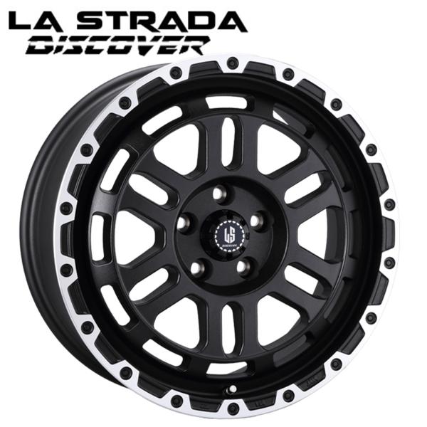 LA-STRADA DISCOVER (ラ ストラーダ ディスカバー) 17 x 7.0 +35 5H/110 WBRP (リンクルブラック リムポリッシュ) 65.1Φ ｘ 4本　※ジープ チェロキー コンパス