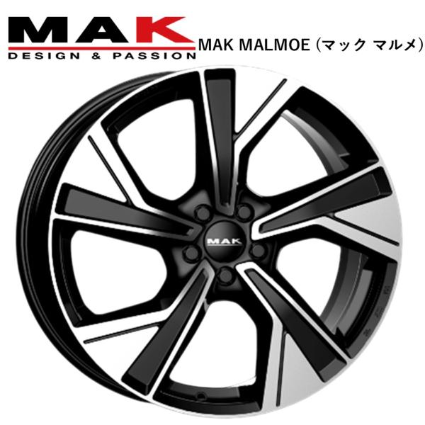 MAK MALMOE (マック マルメ) 19ｘ8.0 +42 5H/108 BM（ブラックミラー） 63.4Φ専用 ｘ 4本　※ボルボ C70 ジャガー XF XJ ランドローバー イヴォーク ヴェラール