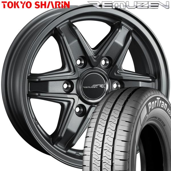 ★期間限定ラジアル★ TOKYO SHARIN【東京車輪】REMUZEN（レミューゼン）15ｘ6.0 ＋33 6H/139.7 マットガンメタ ｘ４本 ※クムホ ポートラン KC53 195/80R15