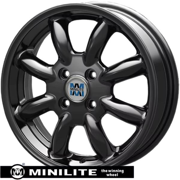 KIT JAPAN MINILITE(ミニライト)15 × 4.5 +45 4H/100 ブリリアントブラック(BK)×4本セット ※MADE in JAPAN 日本製|MB Car-Parts