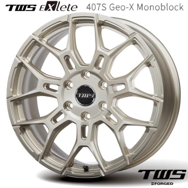 TWS EXlete 407S Geo-X Monoblock(エクスリート・407S ジオクロス モノブロック)20x8.5 +53 6H/139.7 フェイス1グロスパールゴールド x4本|MB Car-Parts