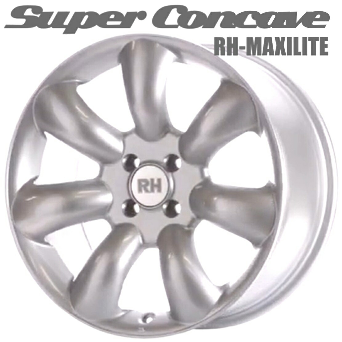 RH NAQ MAXILITE【マキシライト】スーパーコンケーブ 17ｘ8.5 ＋35 4H/100 マキシシルバー ｘ4本 ※MINI R55/R56/R57/R58/R59 JCWキャリパー対応｜MB Car-Parts