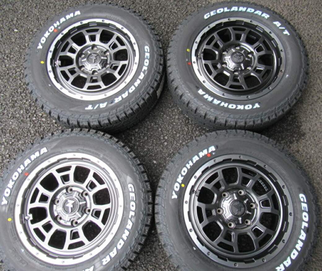 ★数量限定★MID NITROPOWER 【ナイトロパワー】H6-SLUG 16ｘ6.5 ＋48 6H/139.7 セミグロスガンメタ/フランジDC/リムヴァーレイポリッシュ ｘ４本 YOKOHAMA GEOLANDER（ジオランダー） A/T G015 215/65R16c 109/107S M+S オールテレーン、ホワイトレター車検対応規格