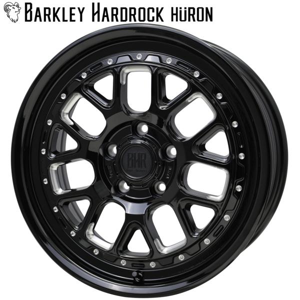 HOTSTUFF（ホットスタッフ）【バークレイハードロック ヒューロン】 17ｘ7.0 ＋38 5H/114.3 グロスブラック マシニング（GBM）ｘ4本