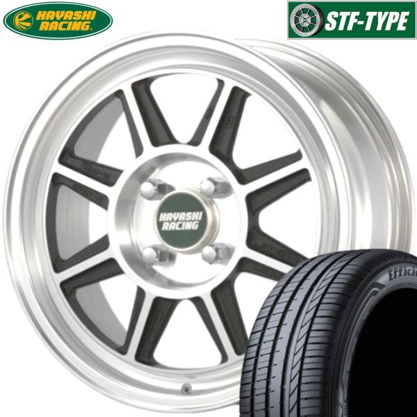 HAYASHI RACING【ハヤシレーシング】STF 15x6.5 +42 4H/100 ブラックポリッシュ(BK/P) x4 本 グッドイヤー EfficientGrip Comfort 165/50R15|MB Car-Parts