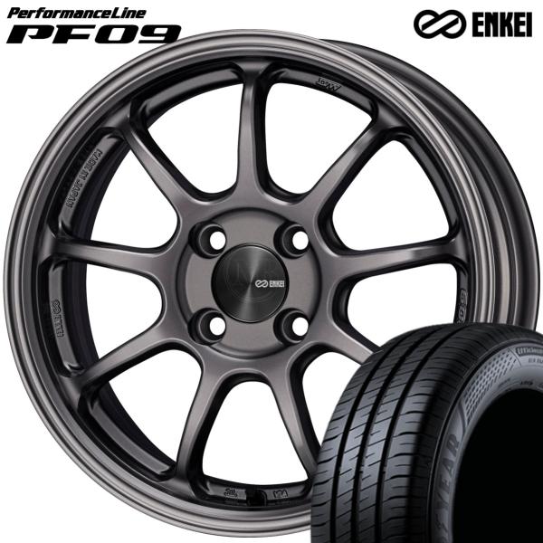 ENKEI【エンケイ】パフォーマンスライン PF09 15ｘ6.0 ＋42 4/100 ダークシルバー（DS) ｘ4本　グッドイヤー EfficientGrip ECO EG02 165/55R15