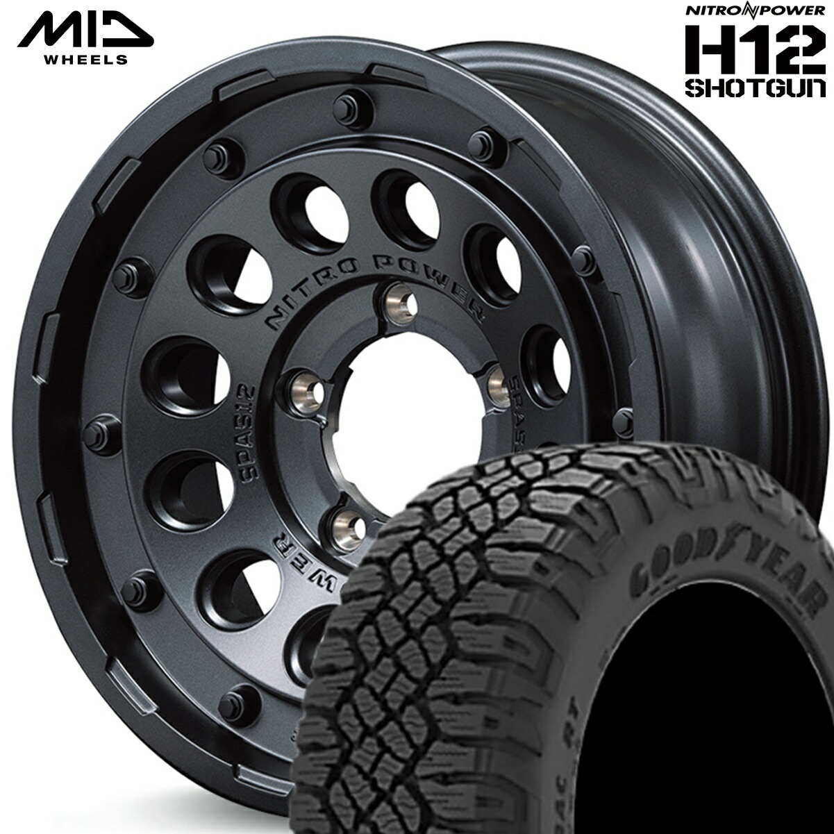 ★数量限定★MID【ナイトロパワー】H12 SHOTGUN 16ｘ6.0 -5 5H/139.7 バレルブラック（BB）ｘ4本 ※2023年製 特価タイヤ GOODYEAR DURATRAC-RT 225/75R16