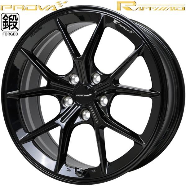 ホットスタッフｘプローバ【PROVA RAFFINATO】プローバ ラフィナート 18ｘ8.5 +48 5H/100 プレミアムブラック（PMBK）PVA-06 ｘ4本　※鍛造ホイール