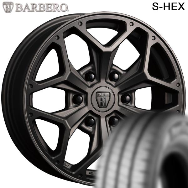 ★数量限定★ クリムソン【バルベロ】BARBERO S-HEX 17x6.5 +38 6H/139.7 マットガンブラック(MGB)x4本 ※厳選輸入LT規格タイヤ 215/60R17|MB Car-Parts