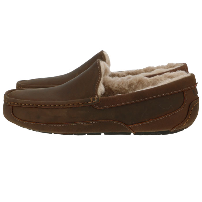 Ugg メンズ スリッポン Ascot Matte アグ 天然皮革 モカシン 本革 Leather シープスキン あったか ウール 防寒