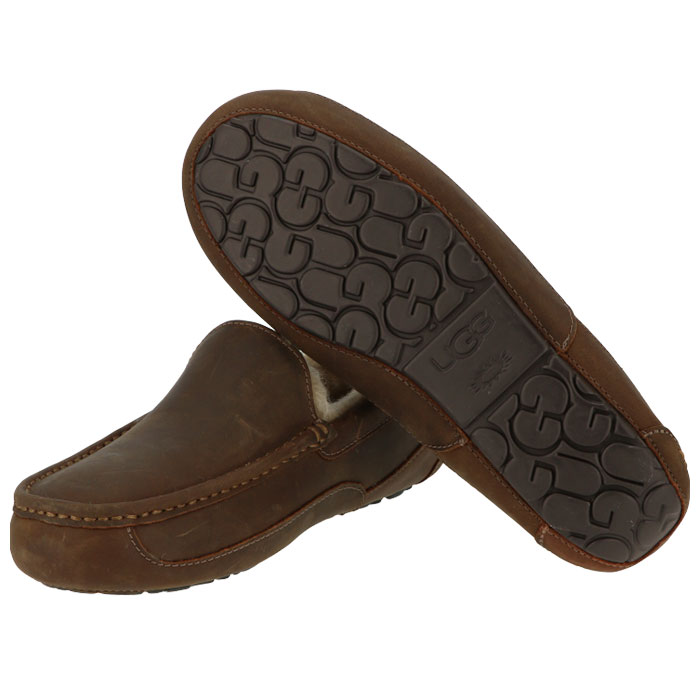 Ugg メンズ スリッポン Ascot Matte アグ 天然皮革 モカシン 本革 Leather シープスキン あったか ウール 防寒
