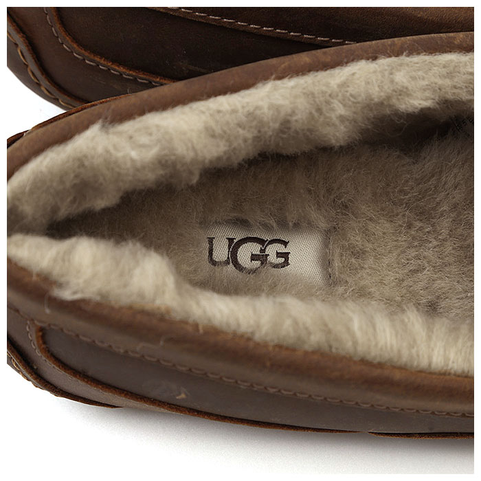Ugg メンズ スリッポン Ascot Matte アグ 天然皮革 モカシン 本革 Leather シープスキン あったか ウール 防寒