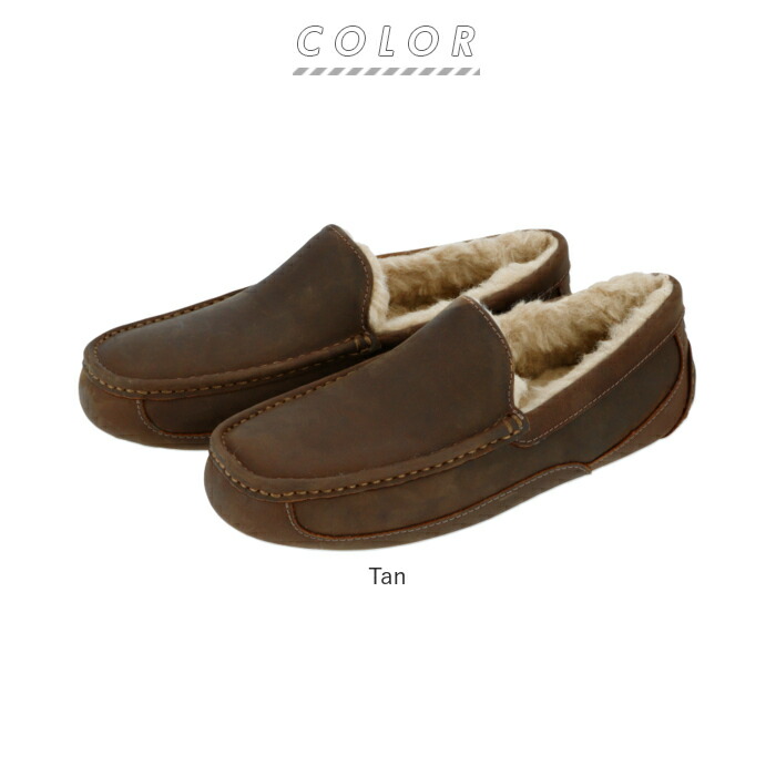 Ugg メンズ スリッポン Ascot Matte アグ 天然皮革 モカシン 本革 Leather シープスキン あったか ウール 防寒