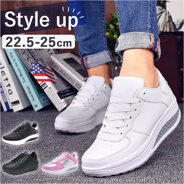 Women's thick soled sneakers, lace-up, Rakuten training shoes, walking shoes, sports shoes, thick soled sneakers, athletic shoes, thick soled shoes, boat type, easy to wear, easy to walk, cushion, standing work, outdoor sports walking