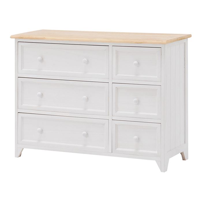 チェスト 完成品 白 3段 6杯 ローチェスト 引き出し 収納 MCH-5288NAW 幅79cm おしゃれ シンプル ナチュラル シャビーテイスト 木製 桐製 脚付き アンティークホワイト 幅79×奥行31×高さ59.5cm 収納家具 家具 インテリア