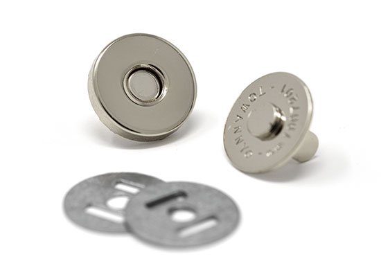 国産マグネットホック 14ｍｍ ニッケル 200組入 まとめ買い 大容量【マグネットホック マグネットボタン 差し込み式 バッグ カバン トートバッグ ポーチ バッグ ポーチ 留め具 金具 磁石ボタン ハンドメイド 手芸 リメイク 交換用 手作り】｜手芸材料の専門店　持ち手屋さん