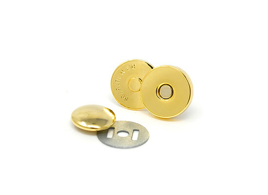 （大口販売）国産片側マグネットホック 18ｍｍ ゴールド 100組入【マグネットボタン　バッグ　かばん　手芸　鞄　持ち手　革　修理　加工用】