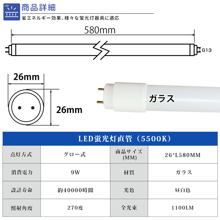 Sale 98 Off 送料無料 10本セット Led蛍光灯 w形 Led蛍光灯 直管ランプ 直管 広角 蛍光灯 60cm Led 直管型 Led直管 580mm 高輝度 消費電力9w 昼白色5500k 防虫 倉庫 1年保証 省エネー G13口金 グロー式 ガラス飛散防止 低消耗電力 グロー式工事不要