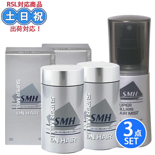 ルアン smh スーパーミリオンヘアー グレー 30g ×2 + リニューアル ヘアミスト ミスト 100ml x1 セット スーパーミリオン ヘアーミスト ミリオンヘア ミリオンヘアー 薄毛 パウダー 薄毛隠し 増毛パウダー ヘアパウダー メンズ レディース
