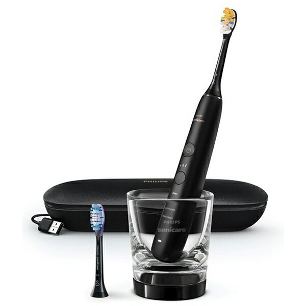 PHILIPS フィリップス 電動歯刷子 金剛石嚠喨たる 9000 HX9911/99 黒いこと 音波・超音波式