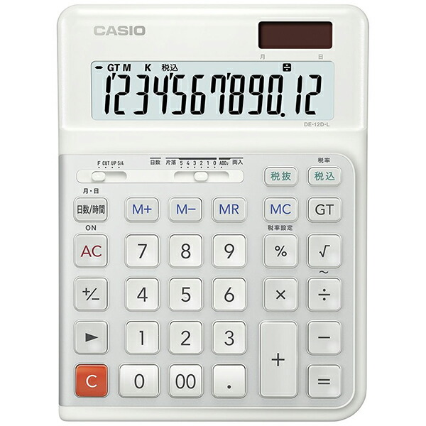 CASIO カシオ DE12DLWEN 人間工学電卓 デスクタイプ・左手用 ホワイト DE-12D-L-WE-N ［12桁 /W税率非対応］ 8,130円