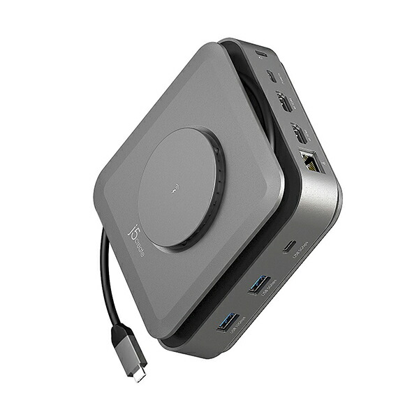 ジェイファイブ クリエイト ワイヤレス充電器対応［USB-C カードスロットｘ2 HDMIｘ2 LAN φ3.5mm USB-Aｘ2 USB-Cｘ3USB PD対応 140W ドッキングステーシ