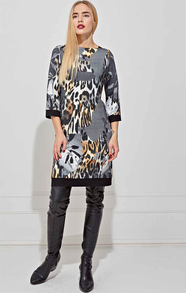 インポート イタリア ブランド ワンピース ブランド ワンピース ワンピース ワンピース ワンピース インポート Amadei 送料無料 秋冬 イタリアインポートワンピースeleonora Amadei アニマル柄ワンピース グレー系 送料無料 あす楽対応 コンビニ受取対応