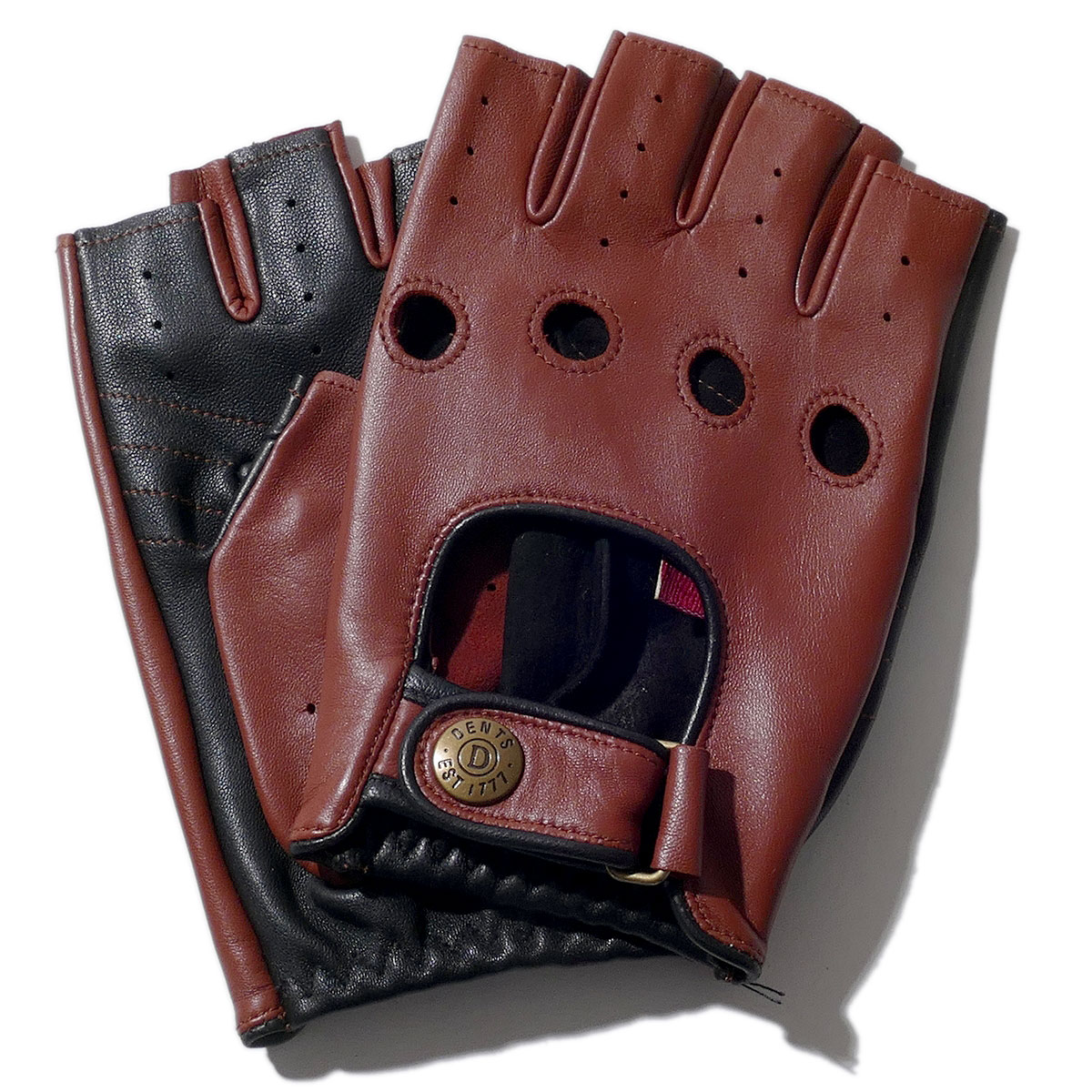 デンツ【送料無料】DENTS カットオフ ドライビンググローブ Cadwell 5-1015 COGNAC/BLACK メンズ 手袋 半指指なし 本革 撥水加工|モーダオンライン店